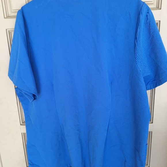 Mandala Scrub Top Sz2XL Royal Blue V Neck Short Sleeves Pockets Light Weight - Picture 3 of 6